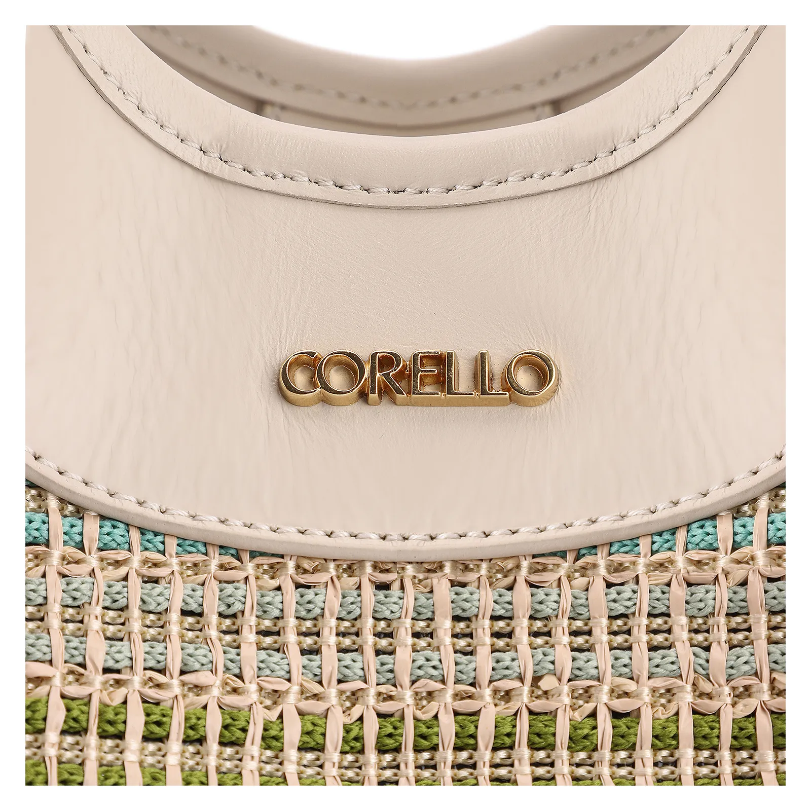 Bolsa Tote Couro Off White/Ráfia Colorida