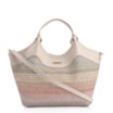 Bolsa Tote Couro Off White/Ráfia Colorida - imagem 1