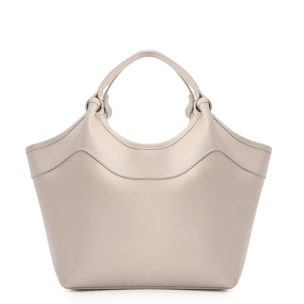 Bolsa Tote Couro Off White/Ráfia Colorida - imagem 3