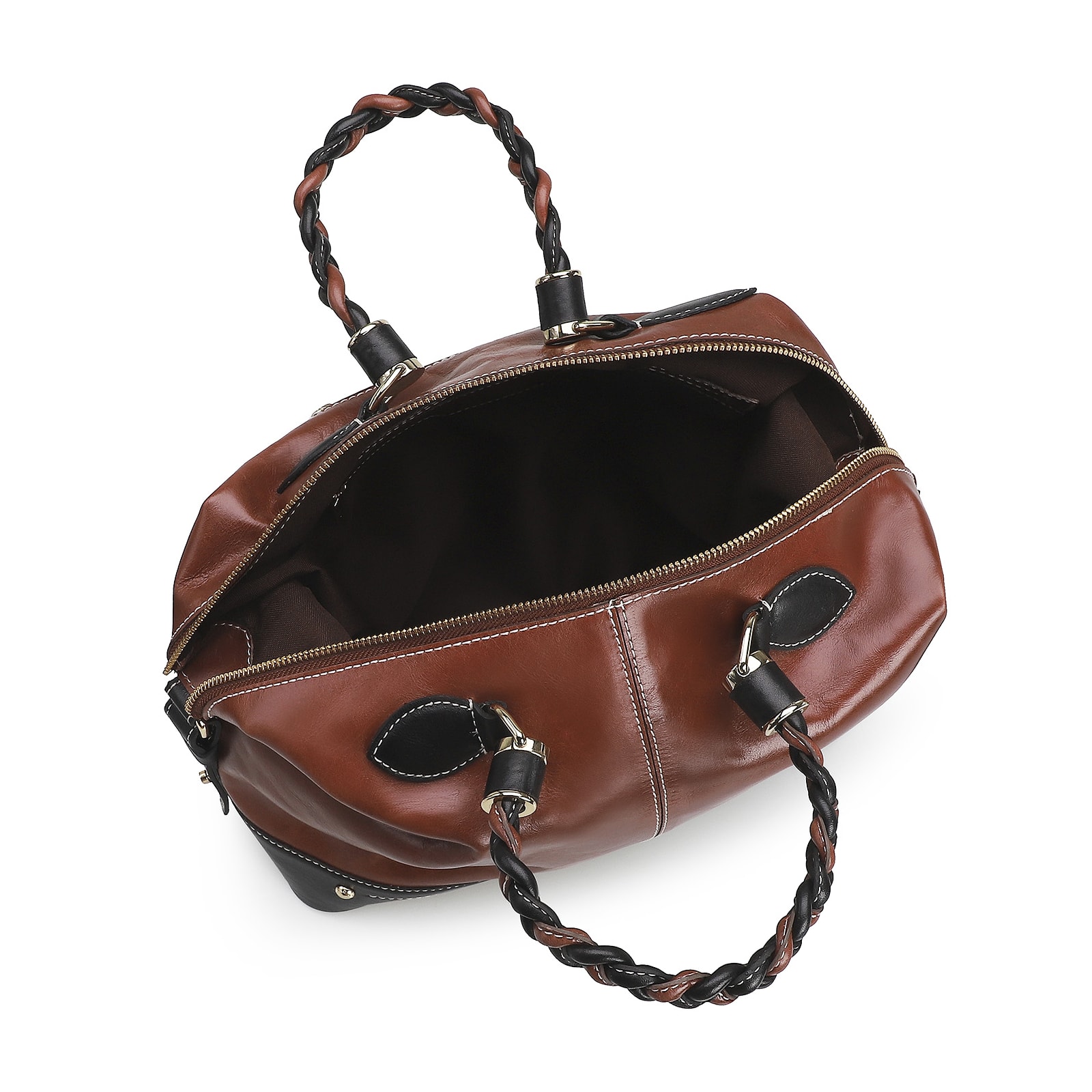 Bolsa Tote Couro Pinhao/Preto