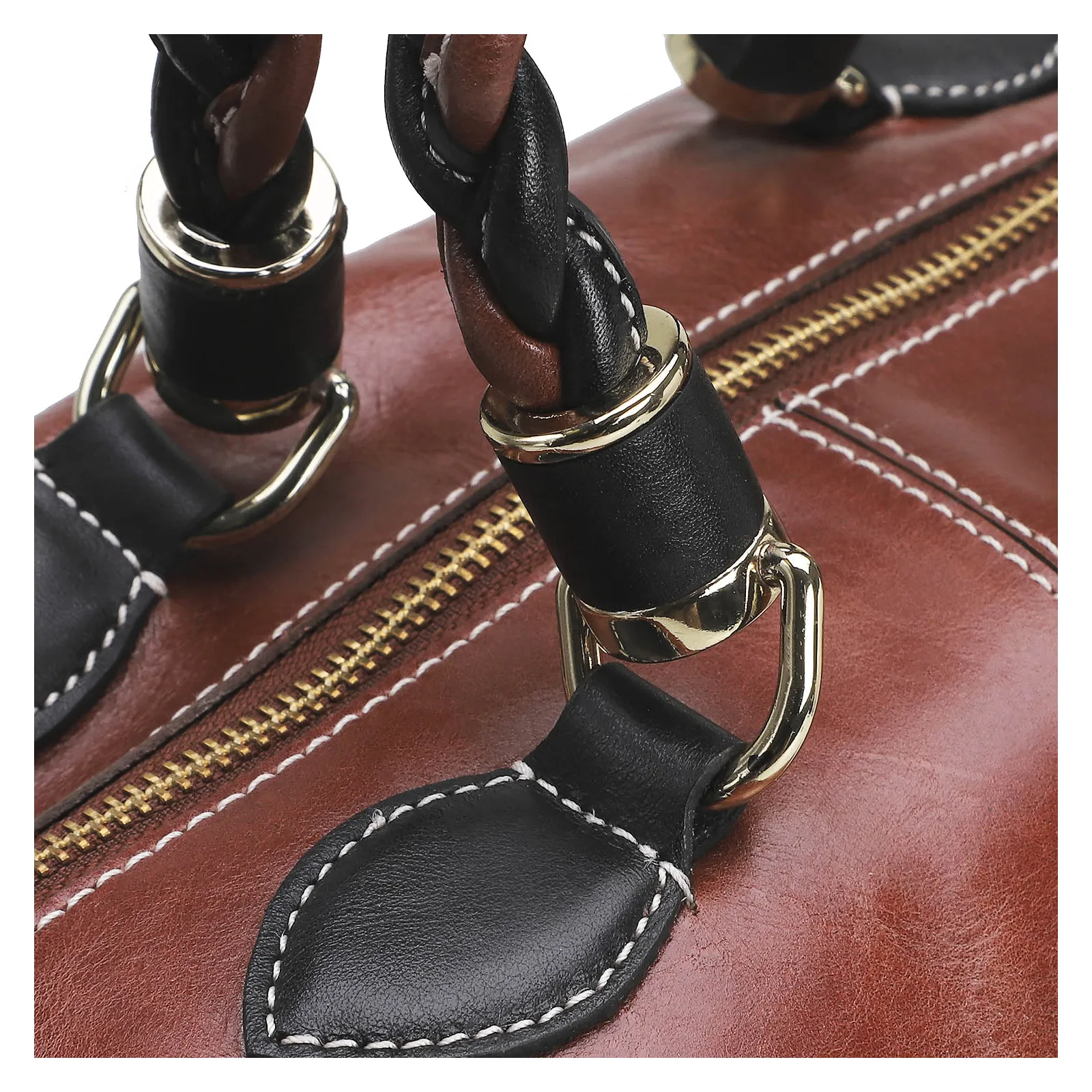 Bolsa Tote Couro Pinhao/Preto