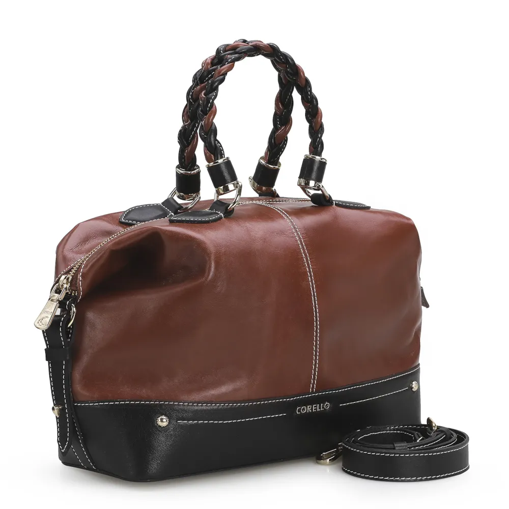 Bolsa Tote Couro Pinhao/Preto - imagem 2