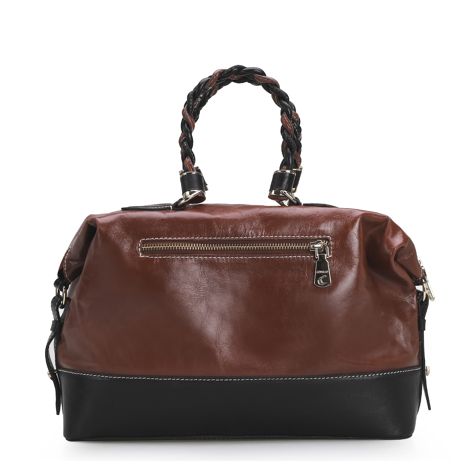 Bolsa Tote Couro Pinhao/Preto