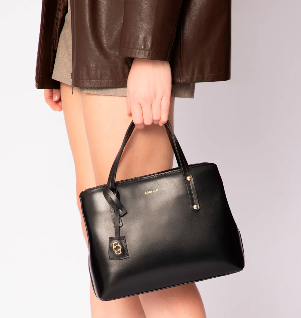 Bolsa Tote Couro Preto - imagem 2