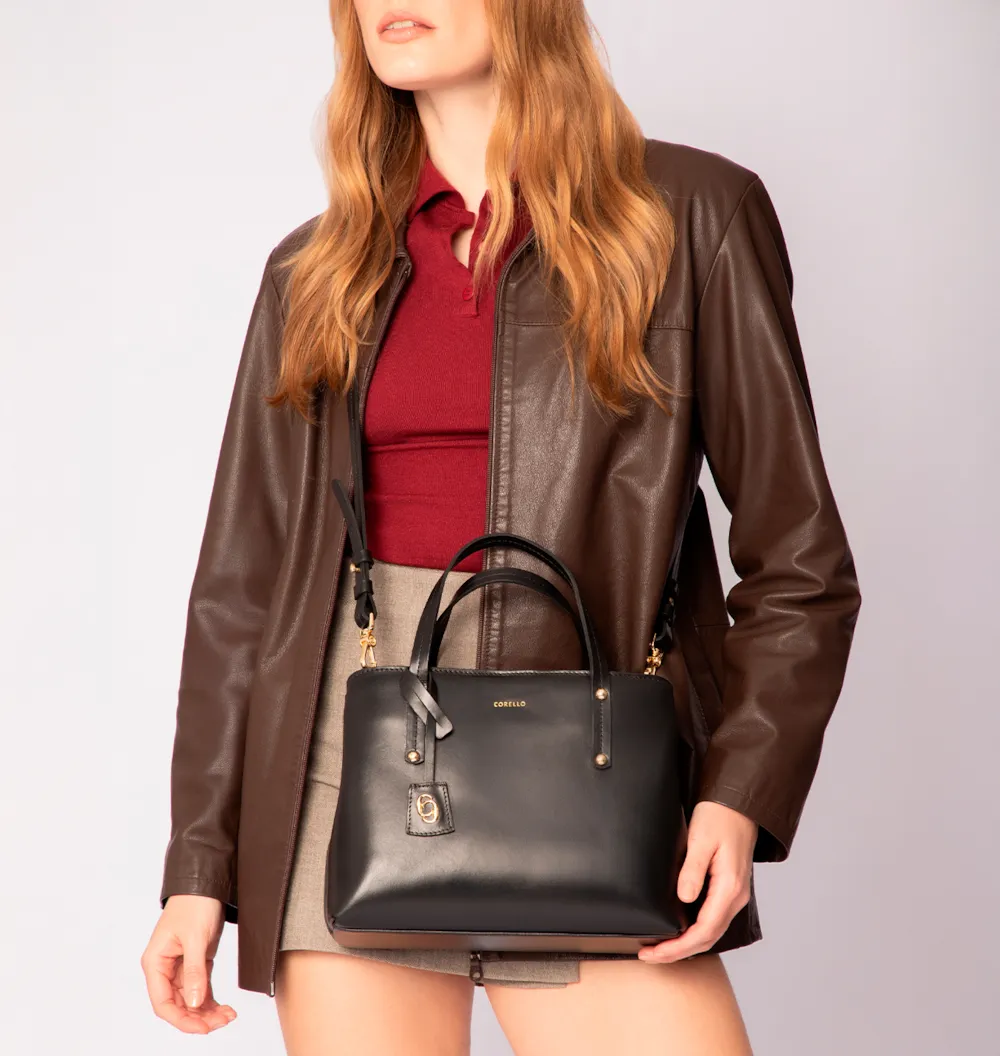 Bolsa Tote Couro Preto - imagem 8