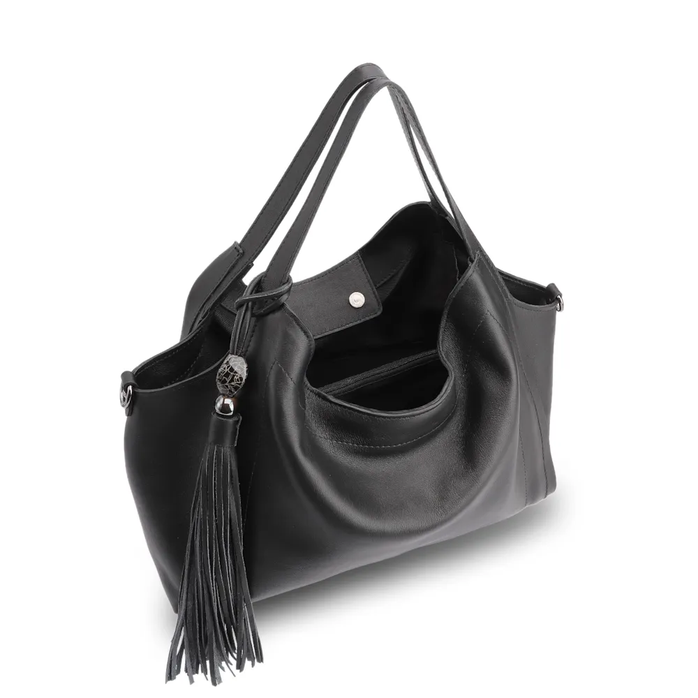 Bolsa Tote Couro Preto - imagem 5