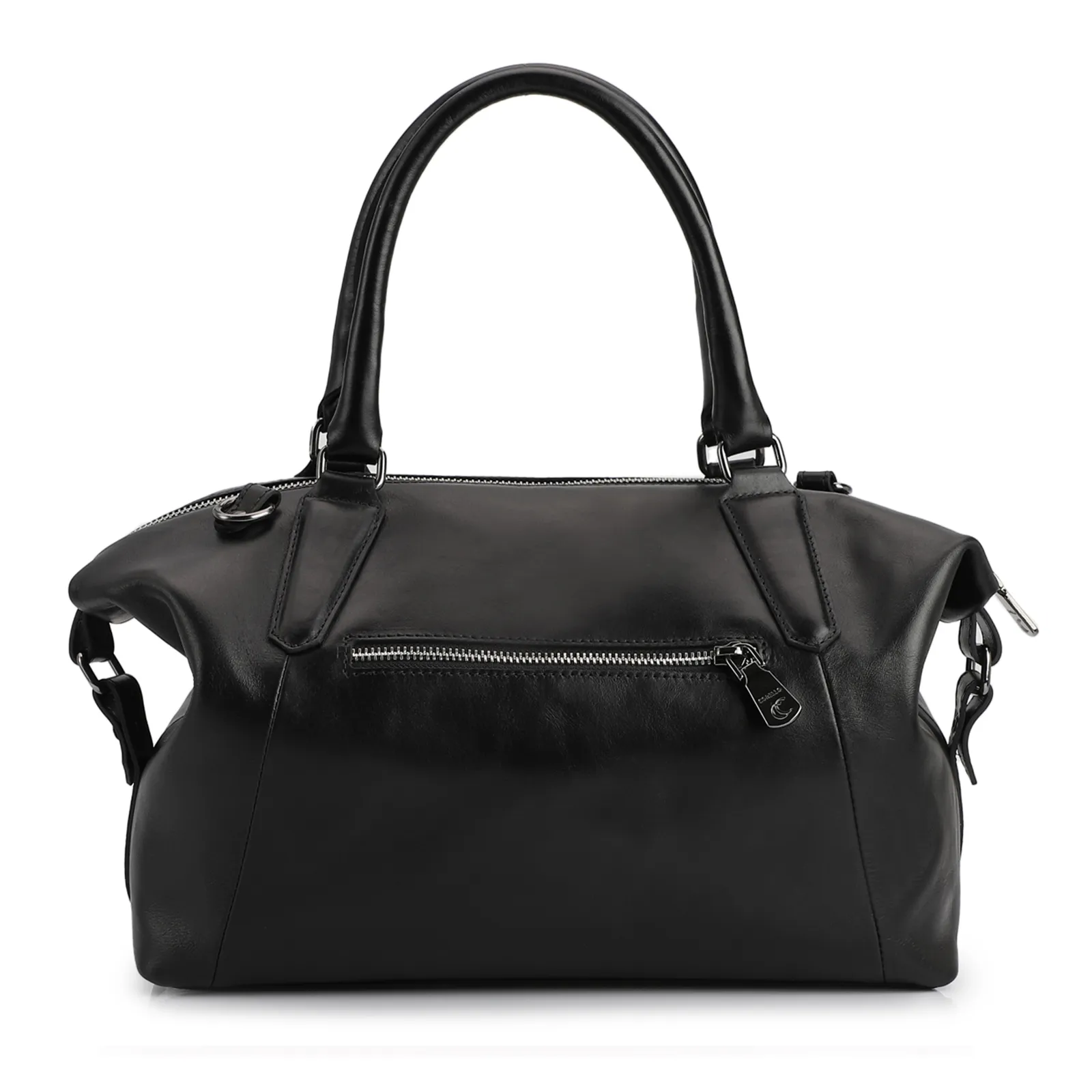 Bolsa Tote Couro Preto/Faixa