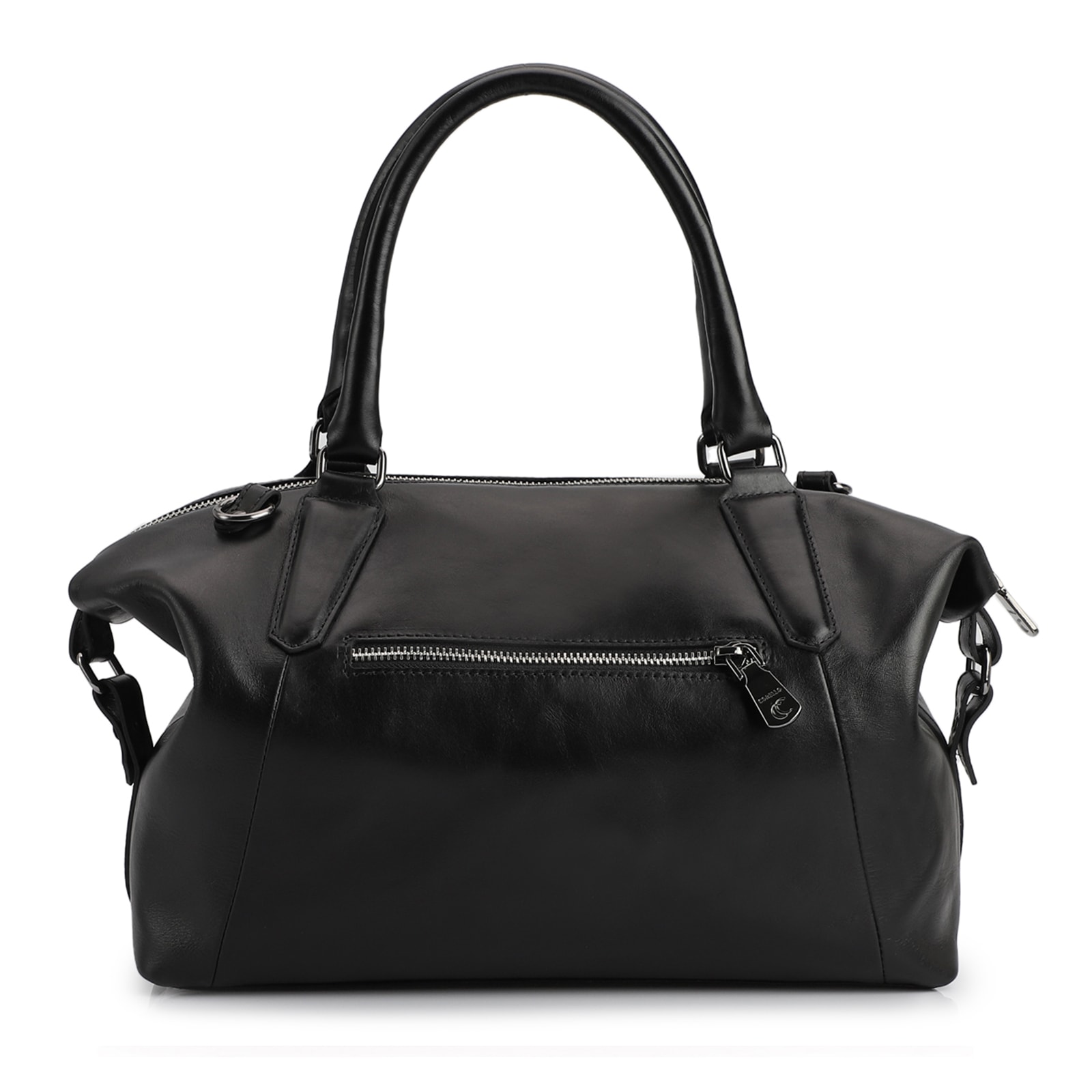 Bolsa Tote Couro Preto/Faixa