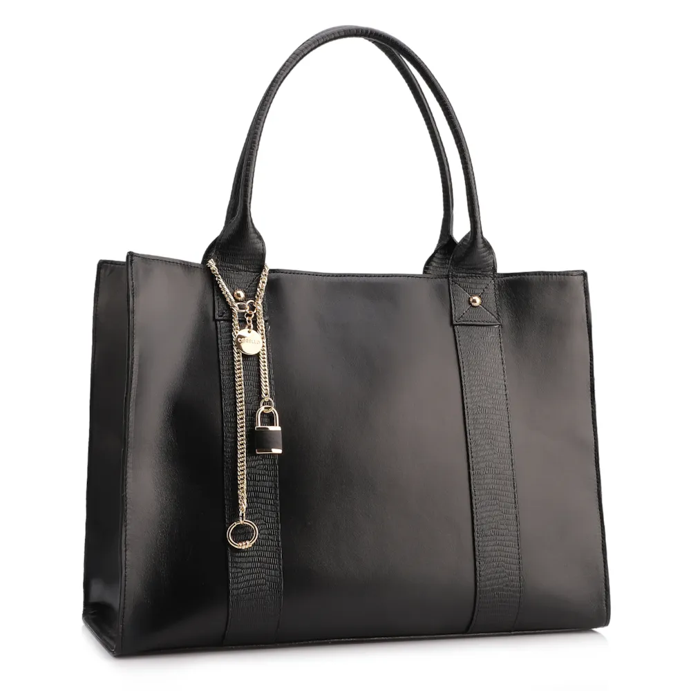 Bolsa Tote Couro Preto/Lezard Preto - imagem 2