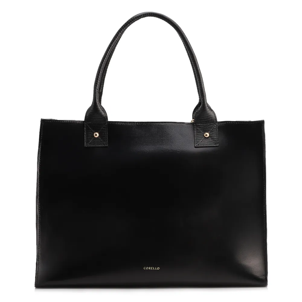Bolsa Tote Couro Preto/Lezard Preto - imagem 3
