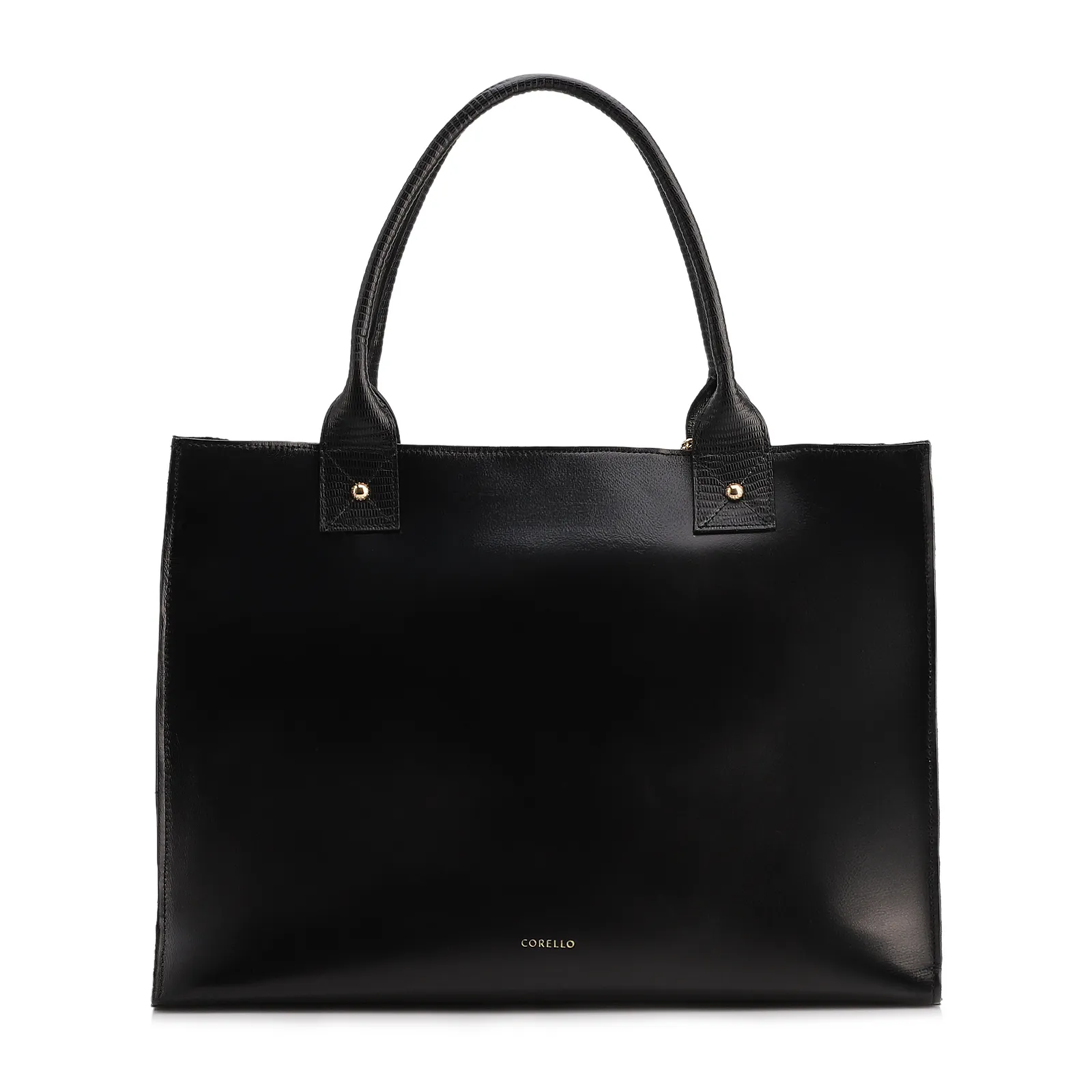 Bolsa Tote Couro Preto/Lezard Preto