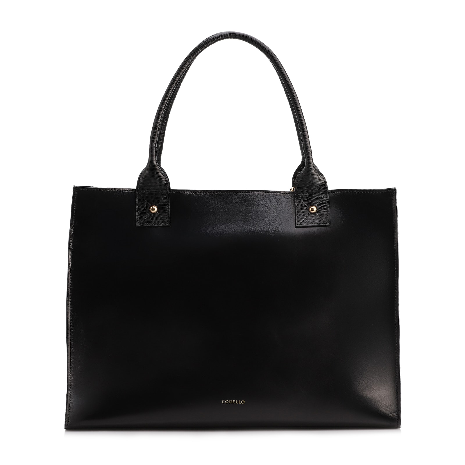 Bolsa Tote Couro Preto/Lezard Preto