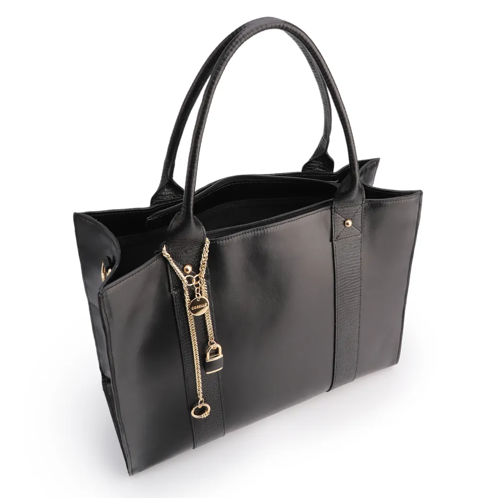 Bolsa Tote Couro Preto/Lezard Preto - imagem 4