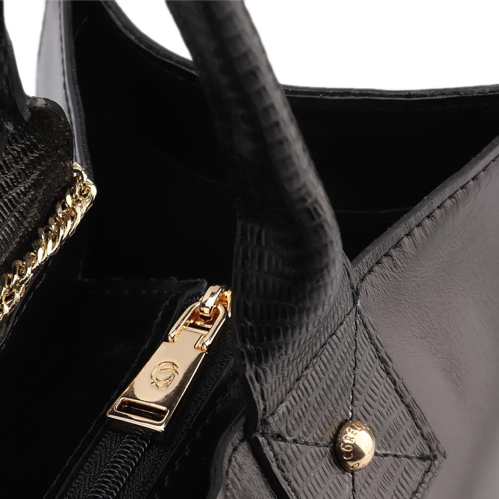 Bolsa Tote Couro Preto/Lezard Preto - imagem 5