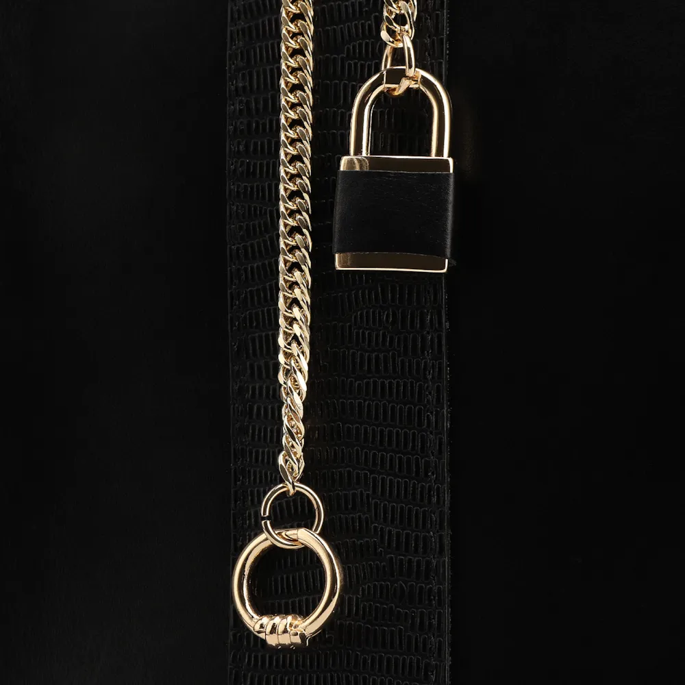 Bolsa Tote Couro Preto/Lezard Preto - imagem 8