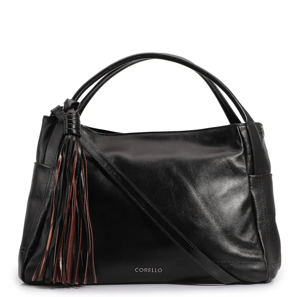 Bolsa Tote Couro Preto/Marrom