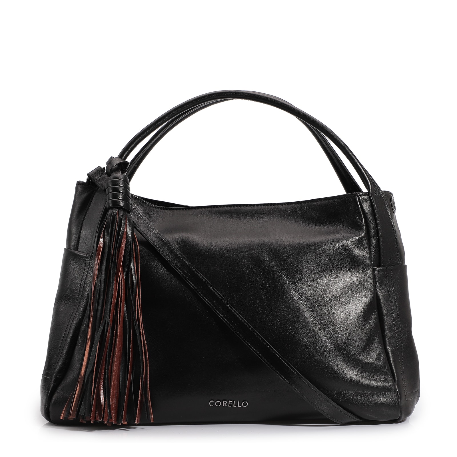 Bolsa Tote Couro Preto/Marrom