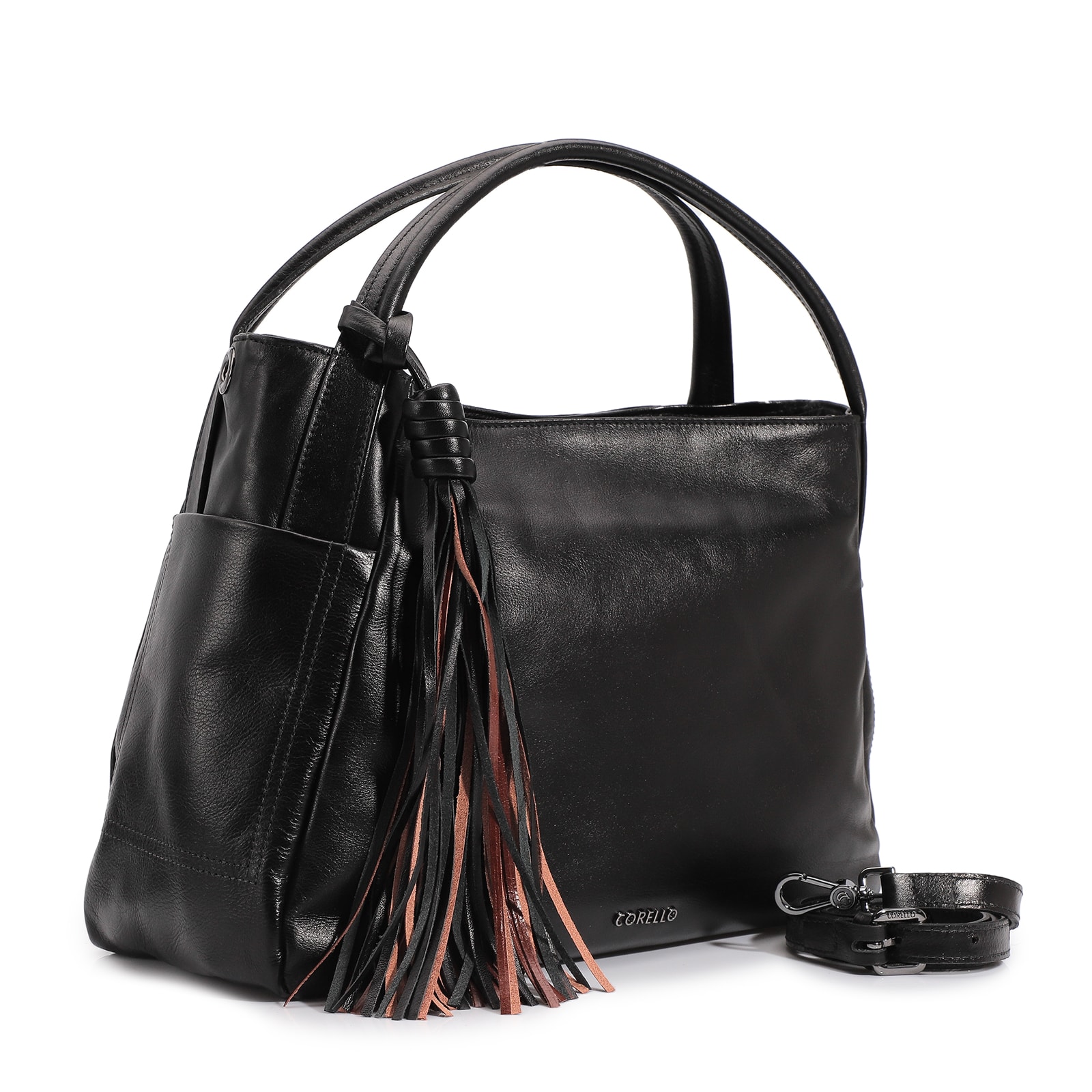 Bolsa Tote Couro Preto/Marrom