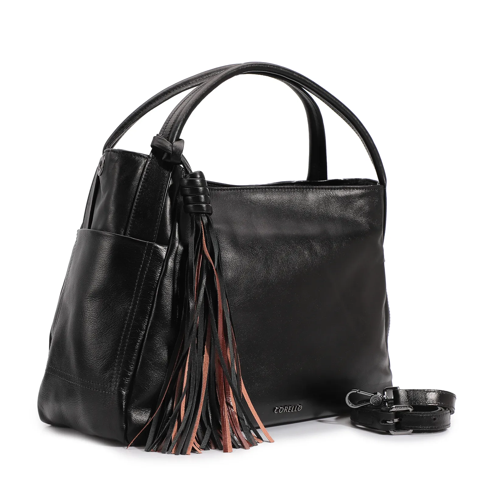 Bolsa Tote Couro Preto/Marrom