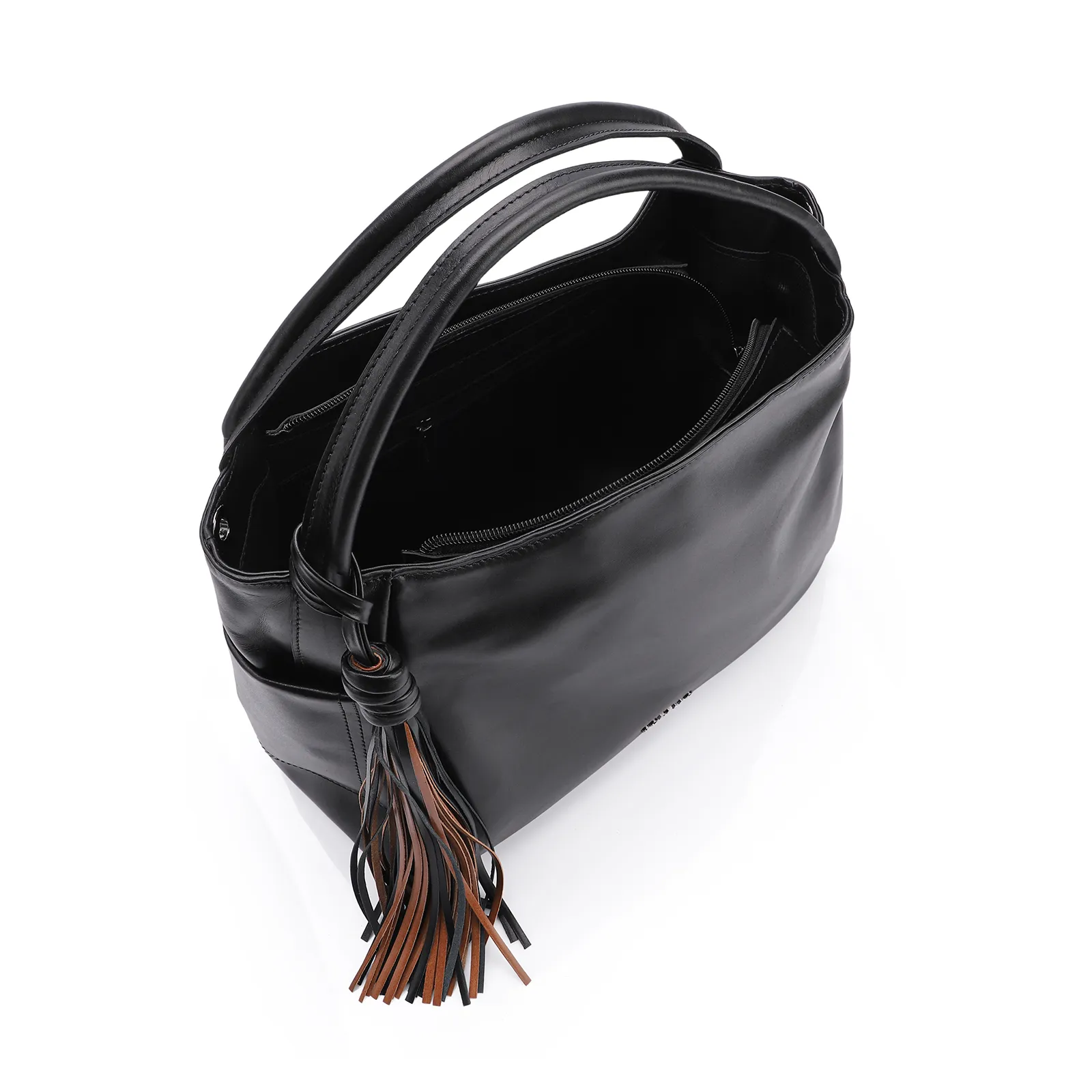 Bolsa Tote Couro Preto/Marrom