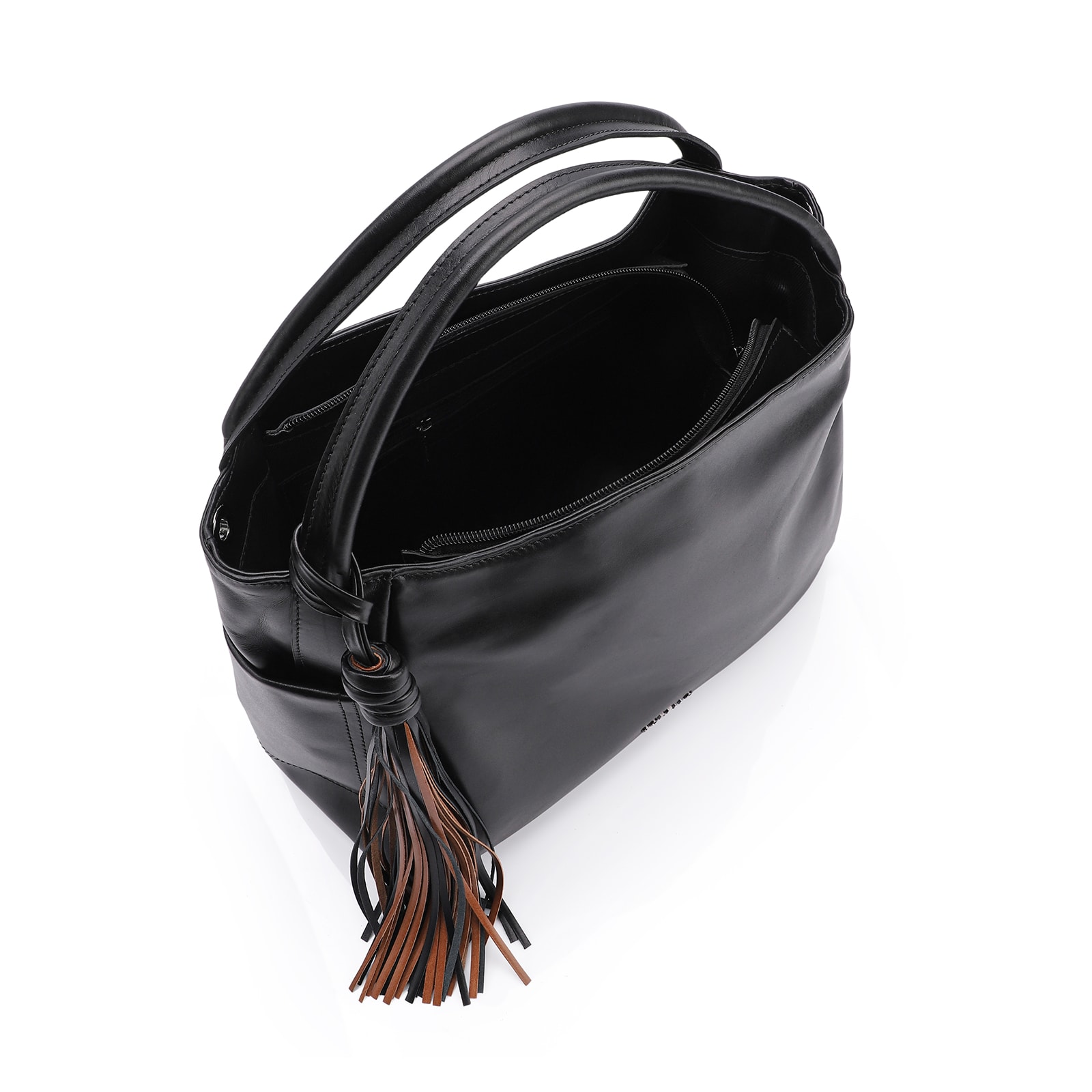 Bolsa Tote Couro Preto/Marrom