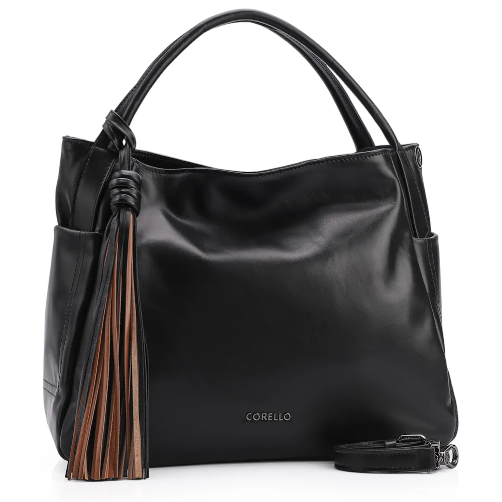 Bolsa Tote Couro Preto/Marrom - imagem 2