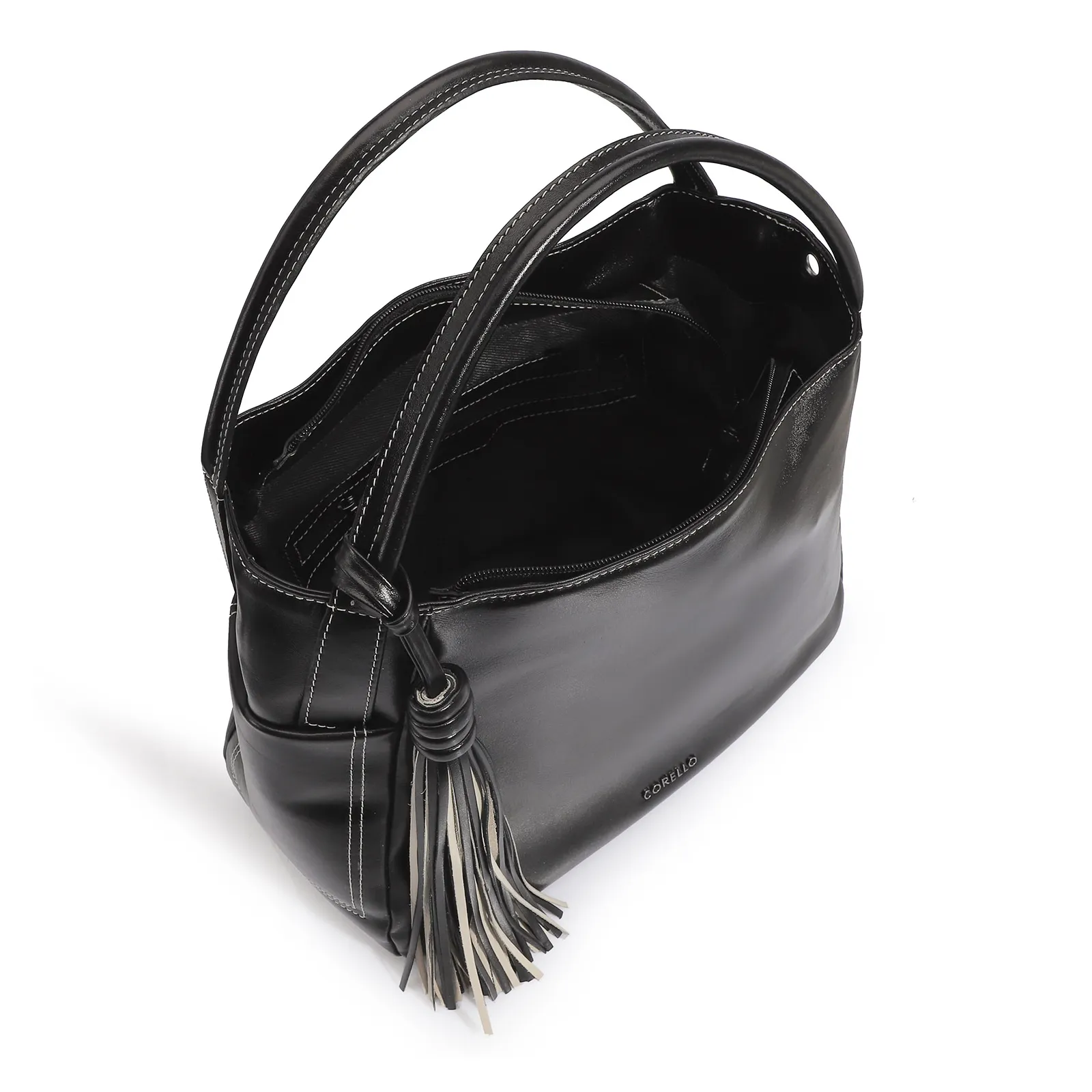 Bolsa Tote Couro Preto/Off White