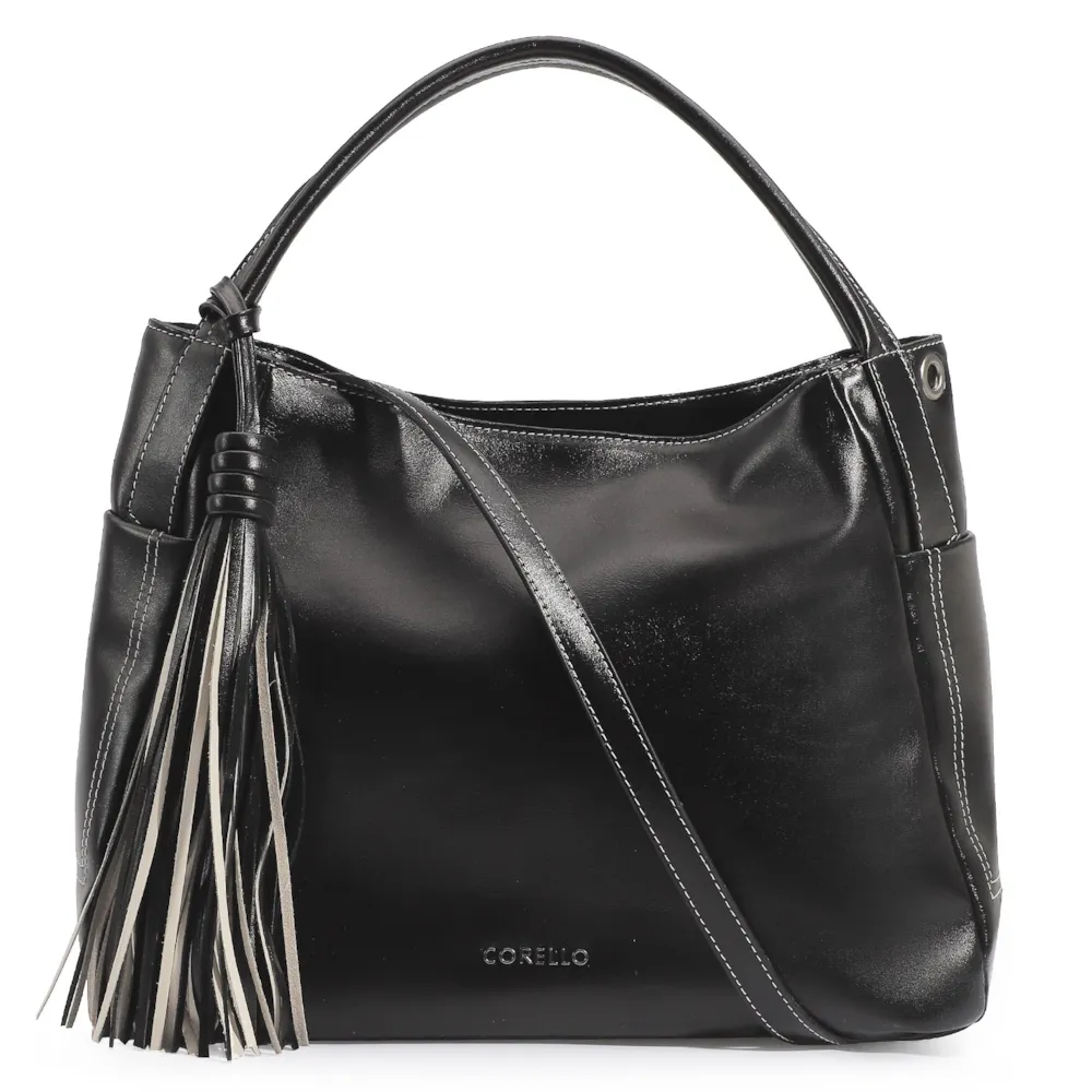Bolsa Tote Couro Preto/Off White