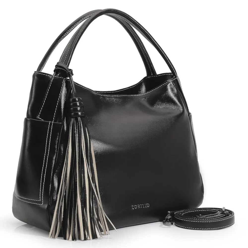 Bolsa Tote Couro Preto/Off White - imagem 2