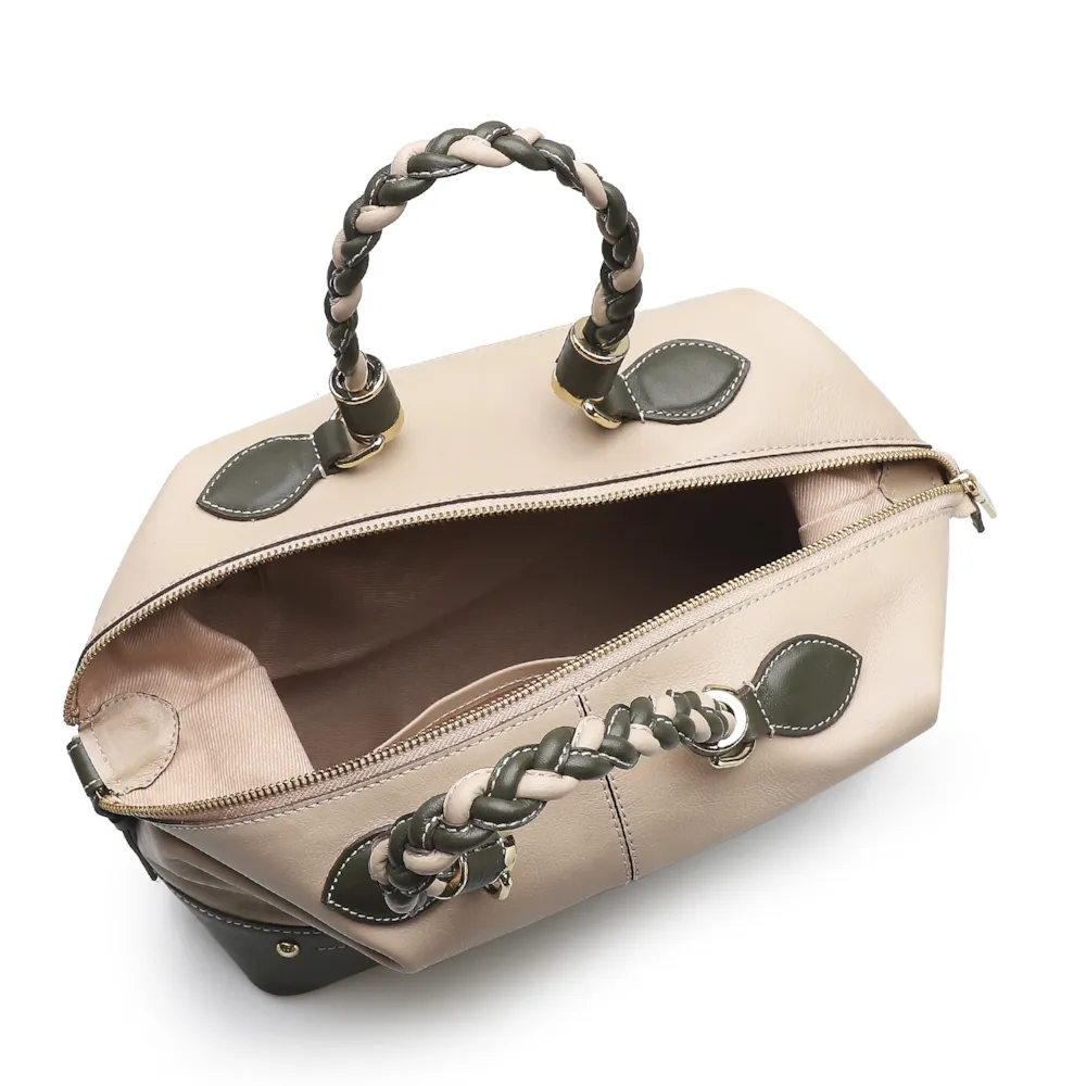 Bolsa Tote Couro Vanilla/Oliva - imagem 4