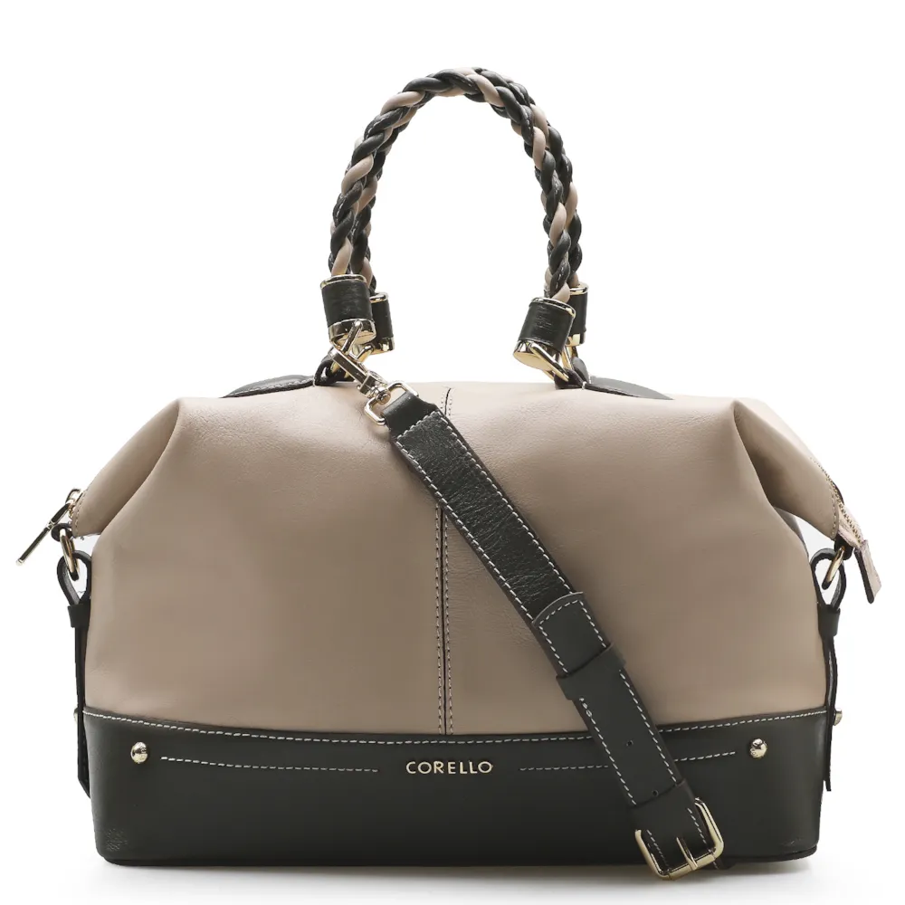 Bolsa Tote Couro Vanilla/Oliva