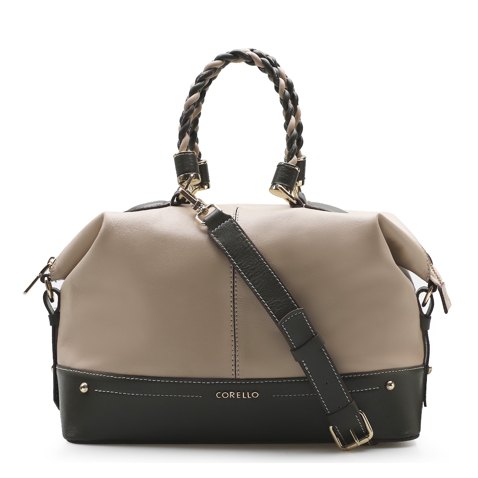 Bolsa Tote Couro Vanilla/Oliva