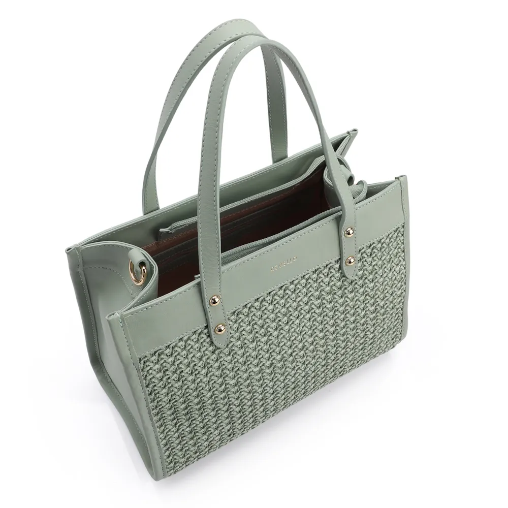 Bolsa Tote Couro Verde/Crochet Verde - imagem 4
