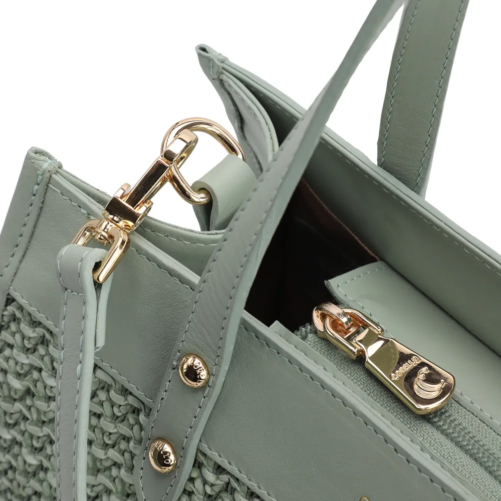 Bolsa Tote Couro Verde/Crochet Verde - imagem 5