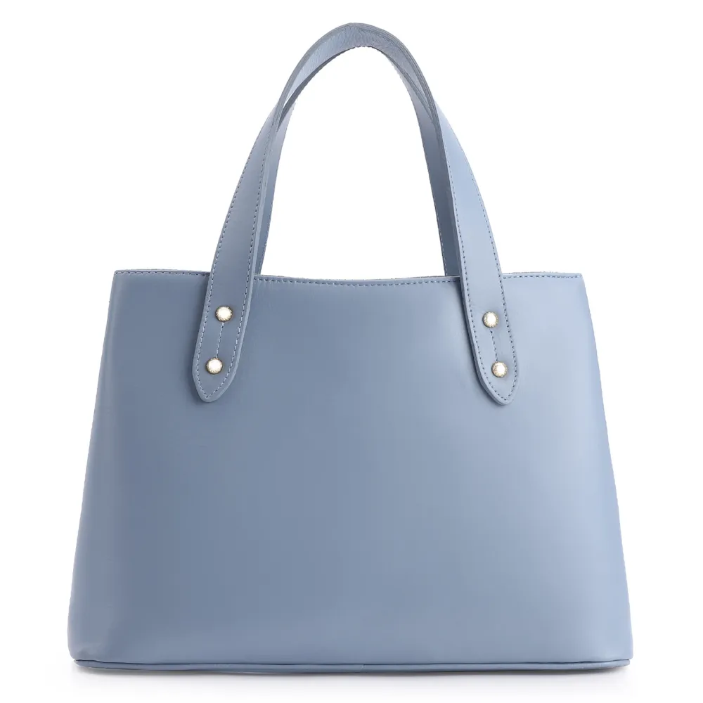 Bolsa Tote Crochet Couro Azul - imagem 3
