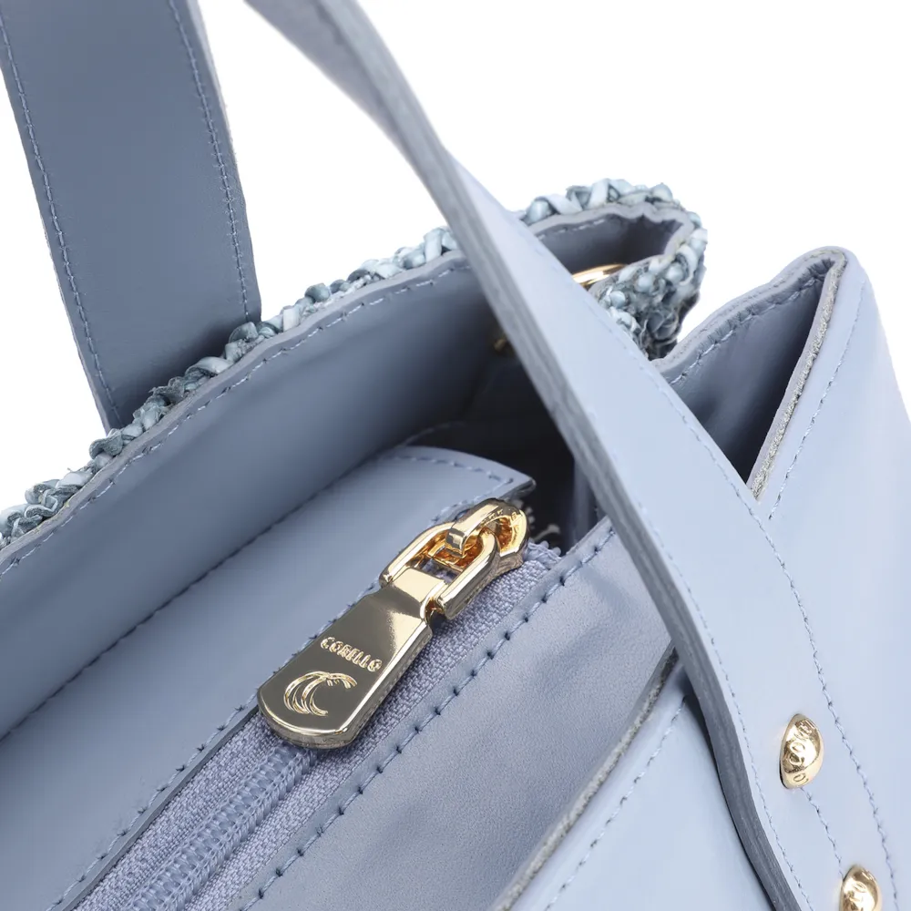 Bolsa Tote Crochet Couro Azul - imagem 5