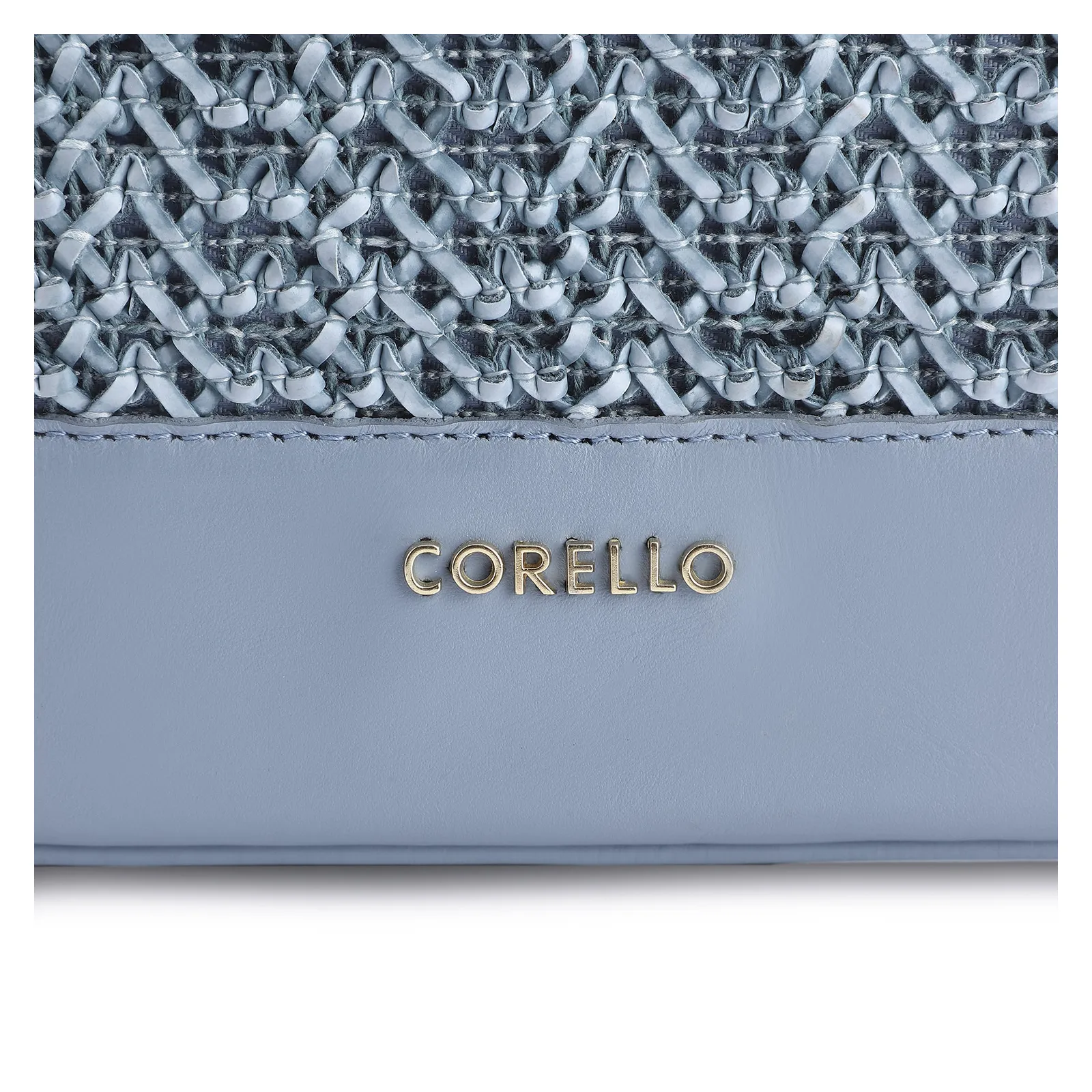 Bolsa Tote Crochet Couro Azul