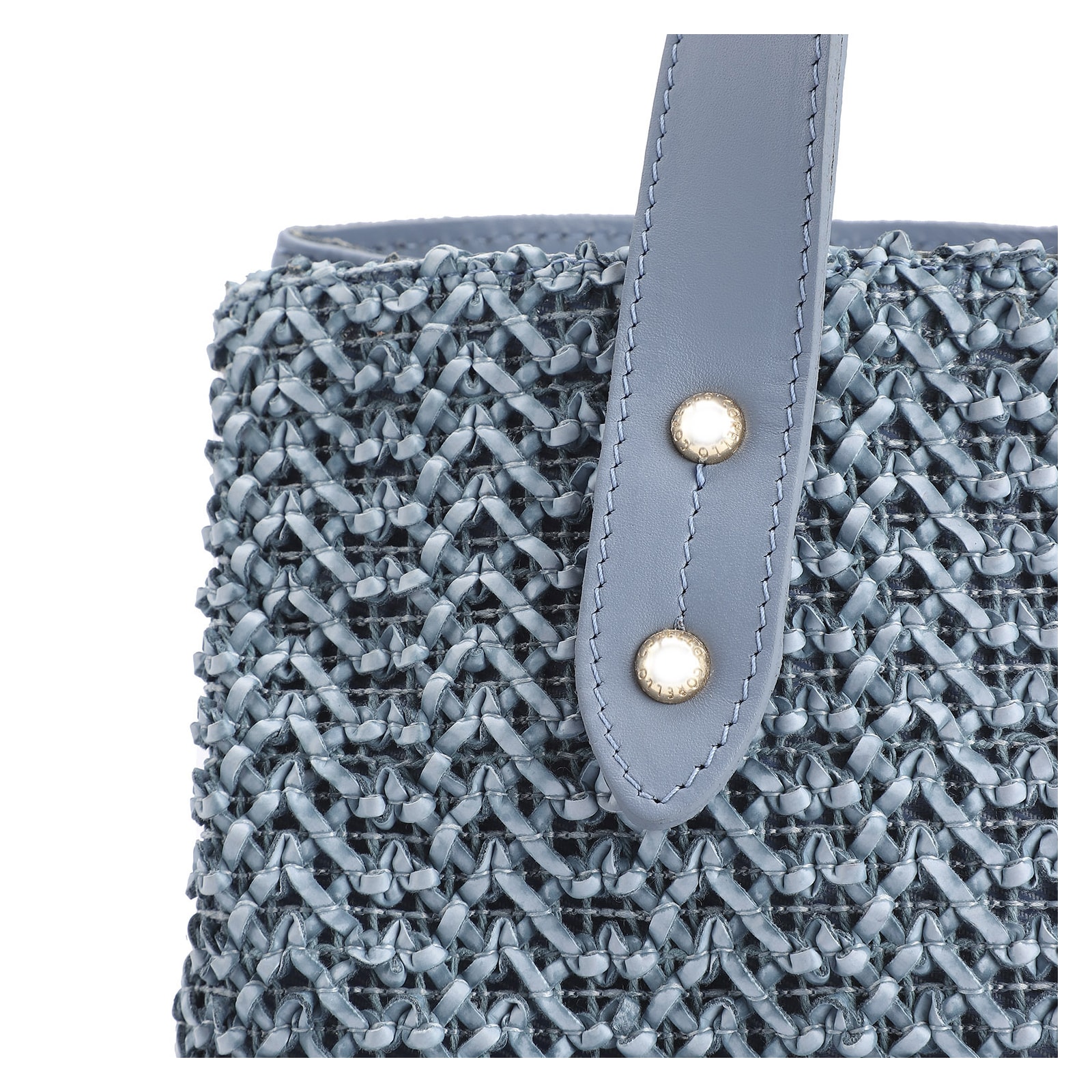 Bolsa Tote Crochet Couro Azul