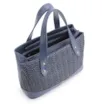Bolsa Tote Crochet Couro Azul Escuro - imagem 4
