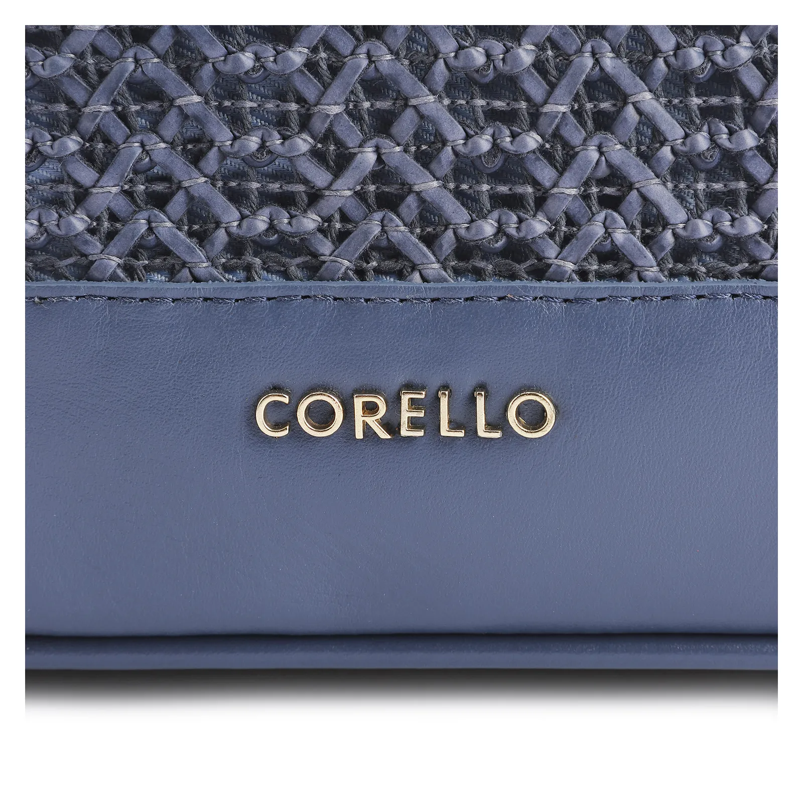 Bolsa Tote Crochet Couro Azul Escuro