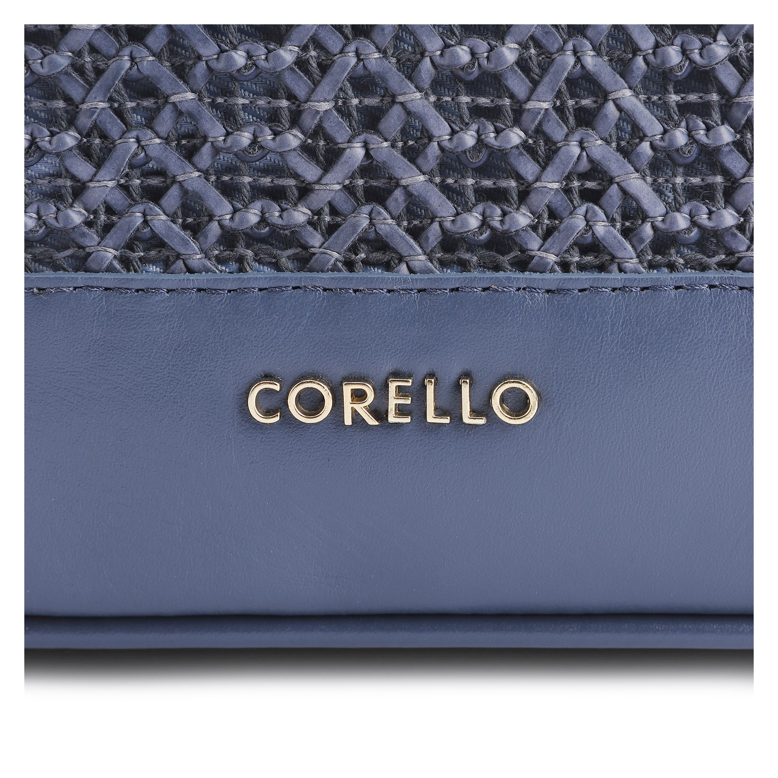 Bolsa Tote Crochet Couro Azul Escuro