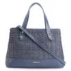 Bolsa Tote Crochet Couro Azul Escuro - imagem 1
