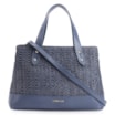 Bolsa Tote Crochet Couro Azul Escuro - imagem 1
