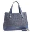 Bolsa Tote Crochet Couro Azul Escuro - imagem 2