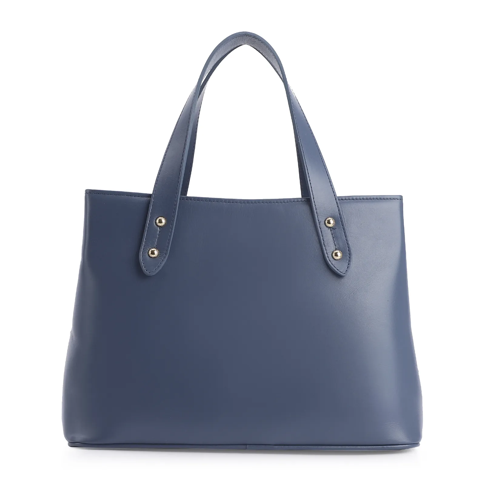 Bolsa Tote Crochet Couro Azul Escuro