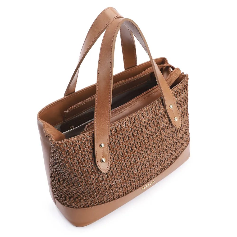 Bolsa Tote Crochet Couro Marrom - imagem 4