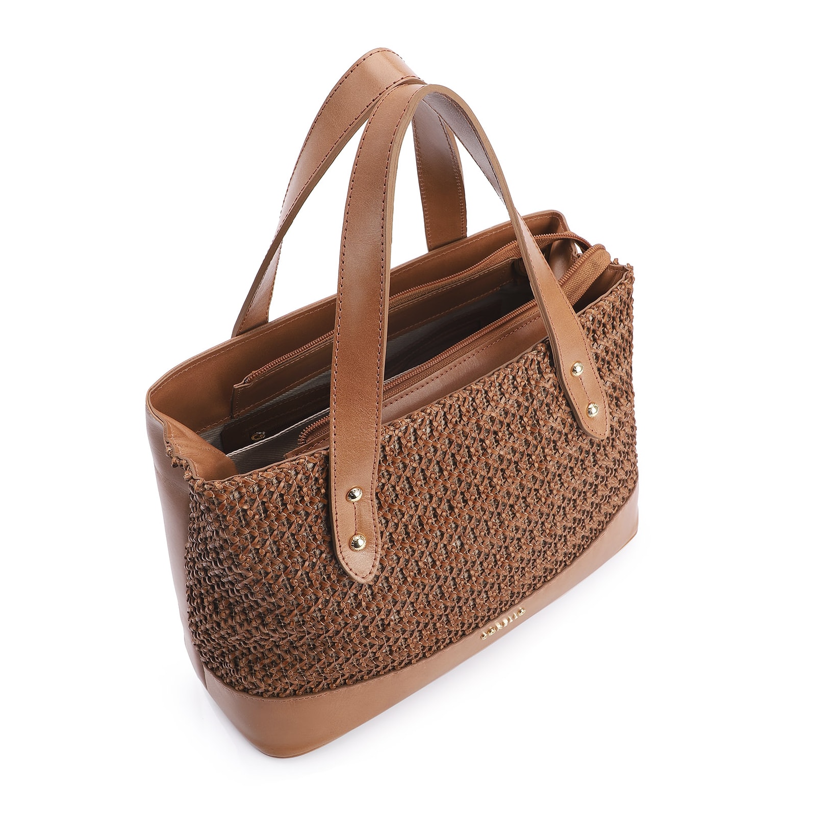 Bolsa Tote Crochet Couro Marrom