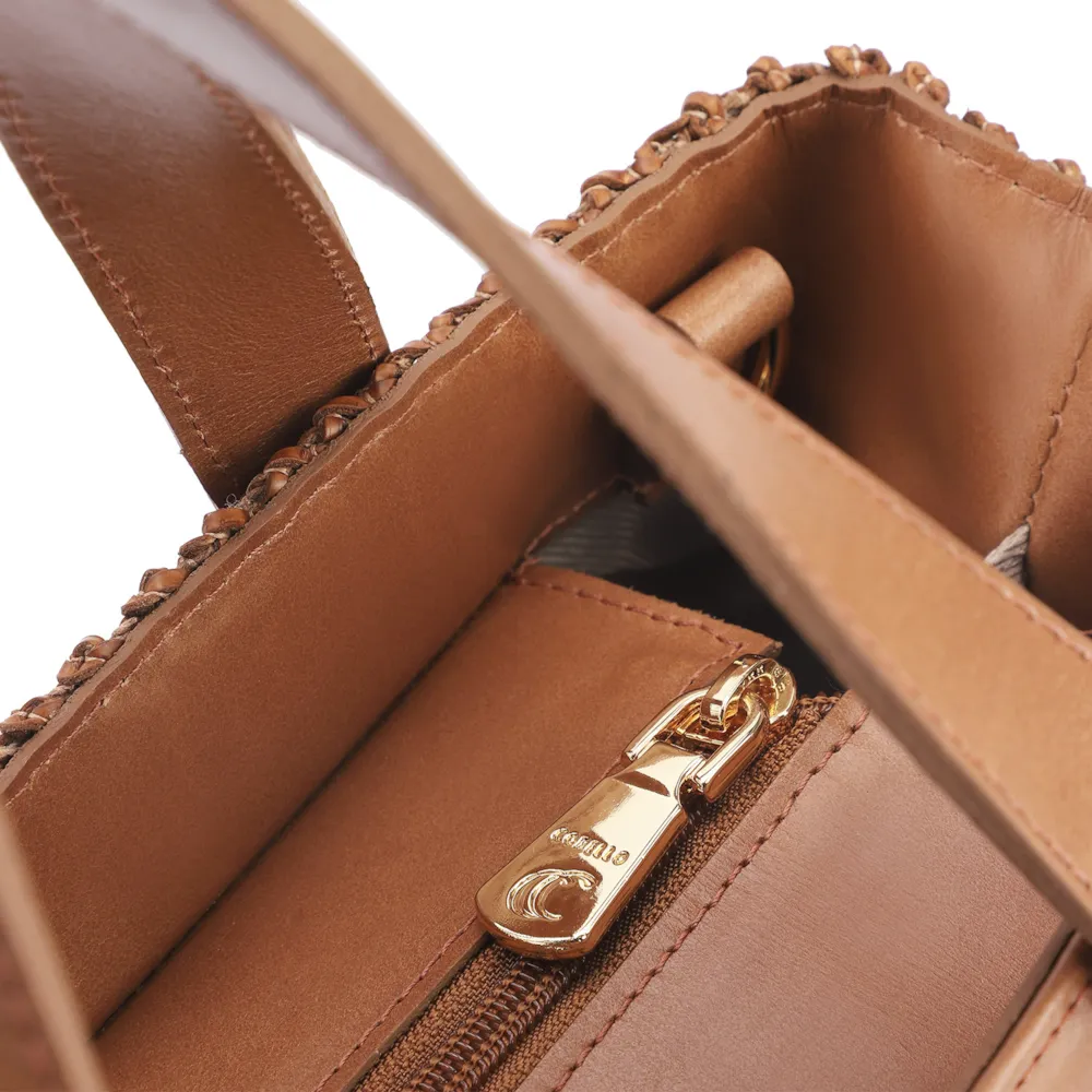 Bolsa Tote Crochet Couro Marrom - imagem 5