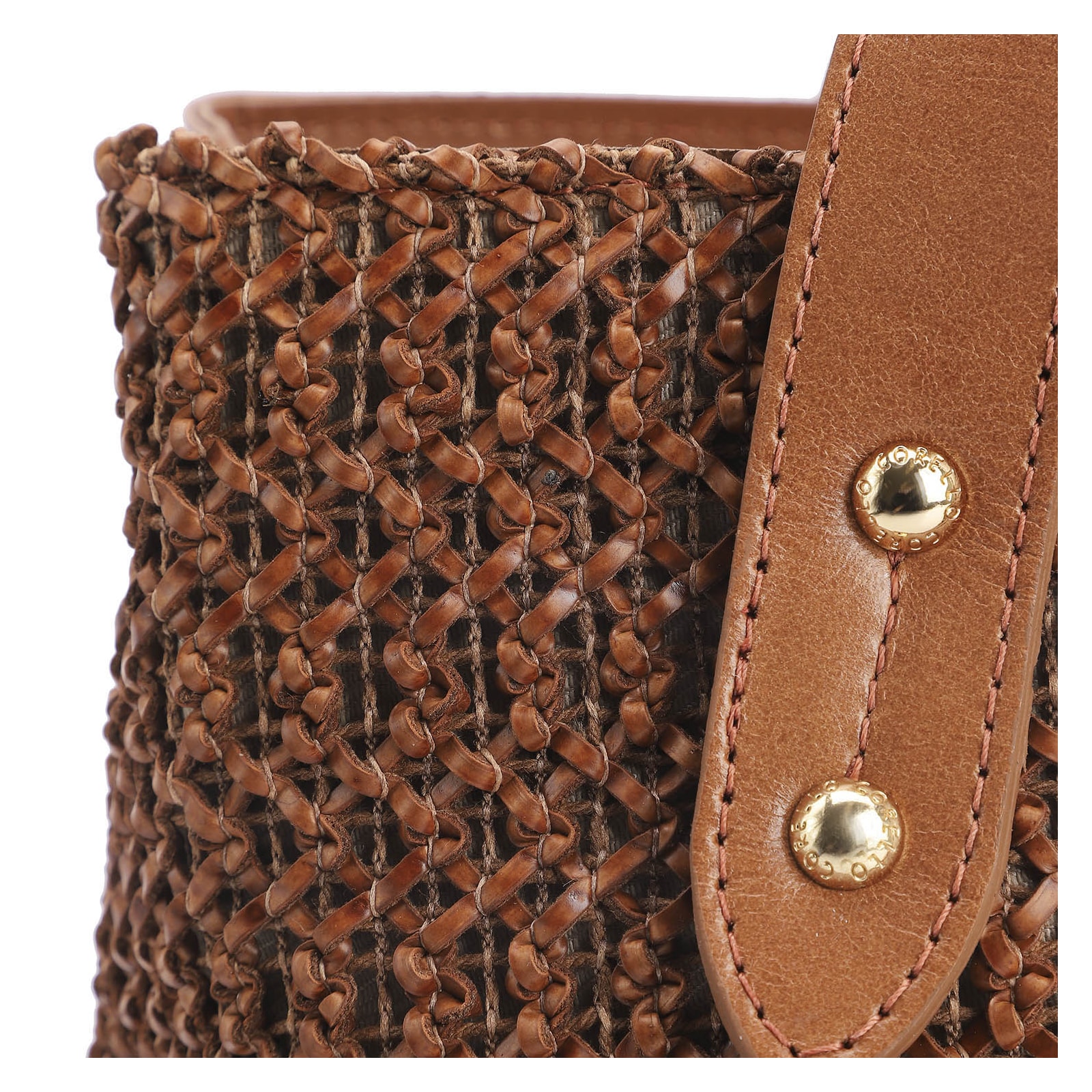 Bolsa Tote Crochet Couro Marrom