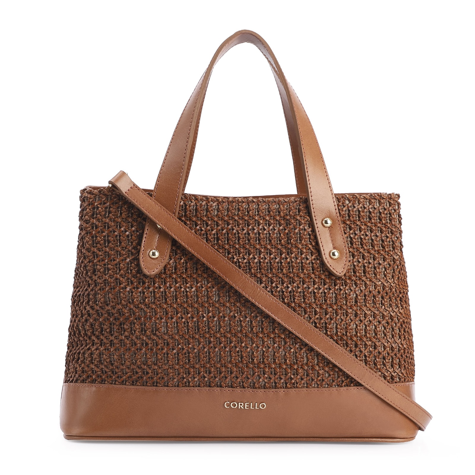 Bolsa Tote Crochet Couro Marrom